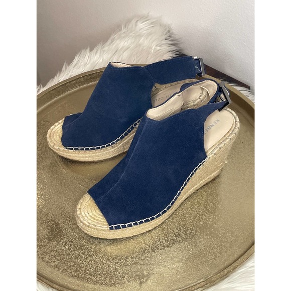 Kenneth Cole Shoes - KENNETH COLE New York Olivia Navy Espadrille Wedge Heels Size 8.5